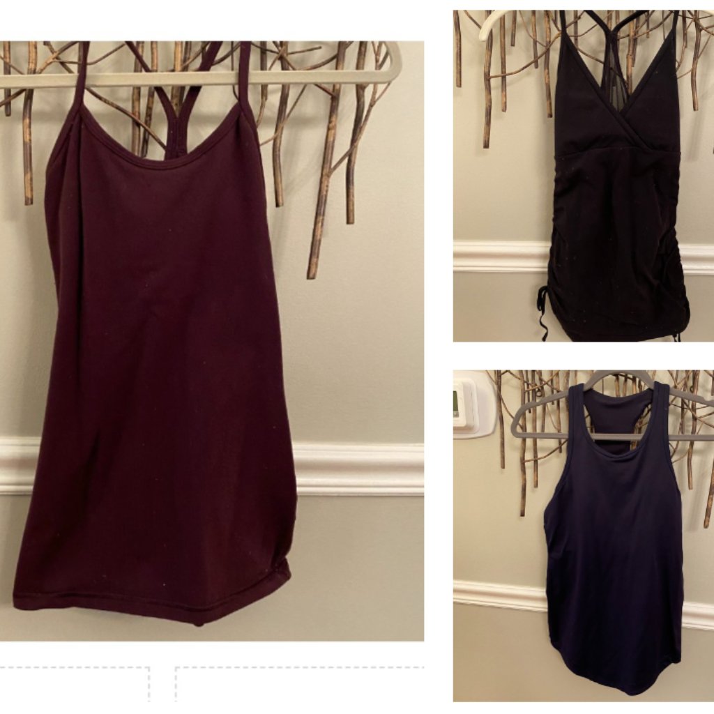 Lululemon Athletic Tank Tops, Yoga Tops, Purple, Black, Blue